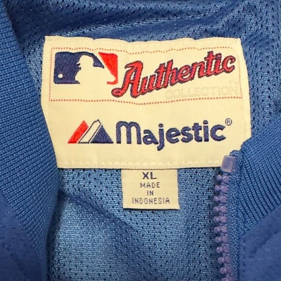 Majestic MLB Chicago Cubs Blue Pullover Jacket XL Authentic Windbreaker - Picture 9 of 10